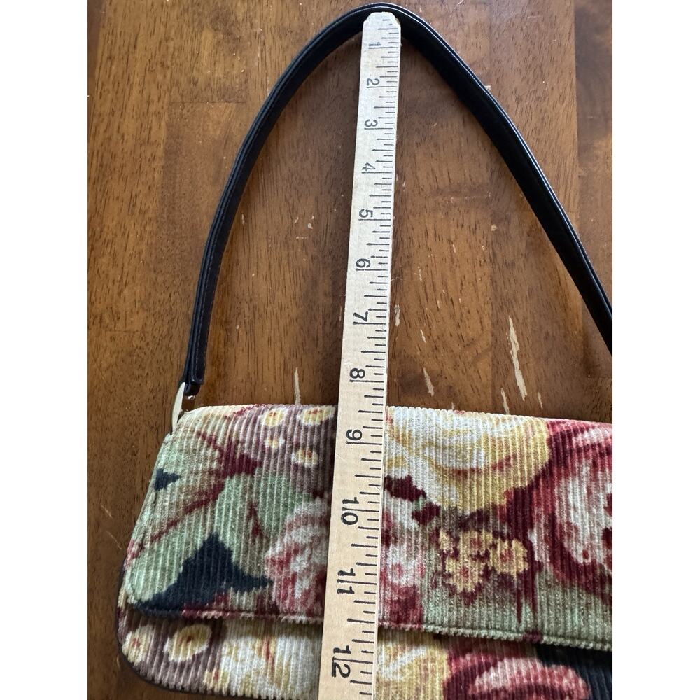 Vintage Y2K Liz Claiborne Floral Tapestry Corduroy Shoulder Bag Cottagecore - Picture 8 of 8